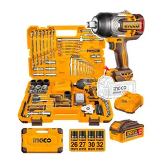 INGCO TOOLS - SET LLAVE DE IMPACTO 1350NM + ACC INGCO HKTHP31261 NARANJA