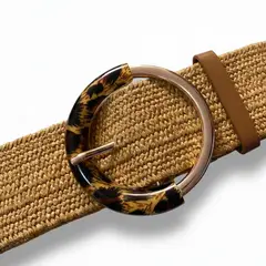 KAST PE - Cinturón elástico Pippa NATURAL con hebilla Animal Print