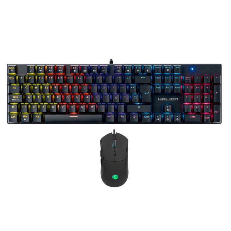 TECLADO MECANICO Y MOUSE GAMING 3600 DPI RAINBOW HARRIER K201C