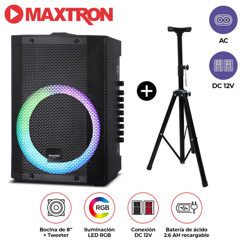 Promo Parlante Portátil MX 300 USB, BT, Micrófono + SOPORTE