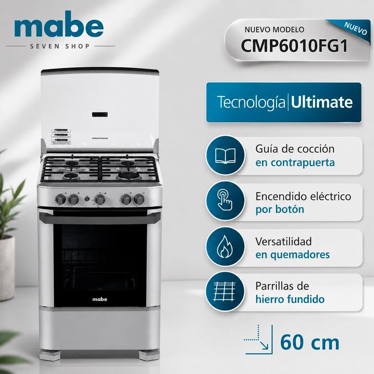 Cocina CMP6010FG1 a gas de 4 Hornillas - Silver
