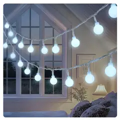 ARTEZA - Luces de Navidad LED 9m 100 Blancas Bolitas para Hogar, Vitrinas y Decoración Festiva con Musical