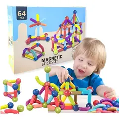 GENERICO - 64 Pcs Juego De Bloques Construcción Magnéticos STEM