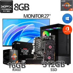 AMD - PC Gamer Ryzen 5 / RX 580 8GB / 16GB RAM / SSD 512gb / MONITOR 27 "