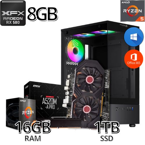 PC Gamer Ryzen 5 /Grafica 8GB / 16GB RAM / SSD 1TB / Case gamer