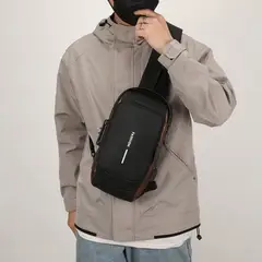 GENERICO - Bolso Small Bandolera Cruzado Impermeable USB y Antirrobo para Hombre