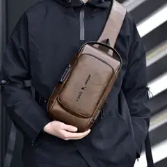GENERICO - Bolso Small Bandolera Cruzado Impermeable USB y Antirrobo para Hombre