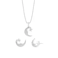 BALIQ - Set Collar y Aretes Luna y Estrella en Plata 925