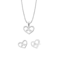 BALIQ - Set Collar y Aretes Corazón en Plata 925