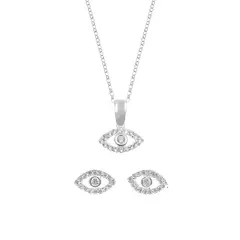BALIQ - Set Collar y Aretes Ojo Turco en Plata 925