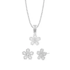 BALIQ - Set Collar y Aretes Flor en Plata 925