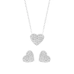 BALIQ - Set Collar y Aretes Corazón Radiante en Plata 925