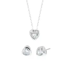 BALIQ - Set Collar y Aretes Corazón en Plata 925