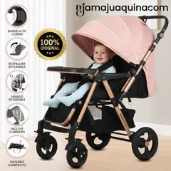 BABY - Coche Cuna Mango Reversible «LITTLE NANCY» con Bolso Pink