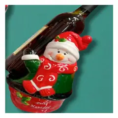 GENERICO - Porta Vino Navideno con Muneco de Nieve y Bufanda Roja Y+Ligas Regalo
