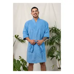 SOÑALIERE - Salida de Baño Hombre Microfibra - Celeste S