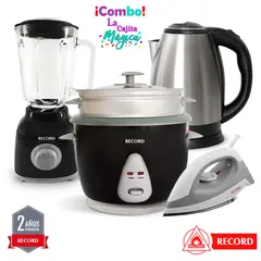 RECORD - Combo Caja Mágica Licuadora + Arrocera + Plancha y Hervidor Acerado