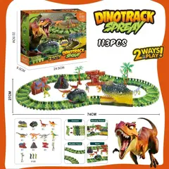 GENERICO - Pista Dinotrack Dinosaurio Luz LED Auto regalo Navidad Genieka