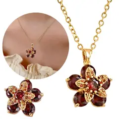 GENERICO - Collar Mujer Dije Flor Giratorio De Circonia Acero