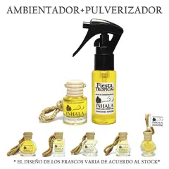 GENERICO - PACK PREMIUM AMBIENTADOR + PULVERIZADOR PARA AUTO FIESTA TROPICAL INHALA