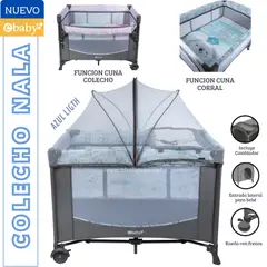 EBABY - Cuna Colecho Cambiador y Tull NALA Azul Ligth