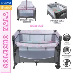 EBABY - Cuna Colecho Cambiador y Tull NALA Rosado