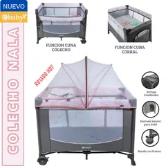 EBABY - Cuna Colecho Cambiador y Tull NALA Rosado Ligth