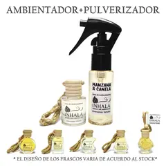 GENERICO - PACK PREMIUM AMBIENTADOR + PULVERIZADOR PARA AUTO MANZANA & CANELA INHALA