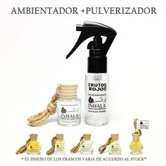 GENERICO - PACK PREMIUM AMBIENTADOR + PULVERIZADOR PARA AUTO FRUTOS ROJOS INHALA
