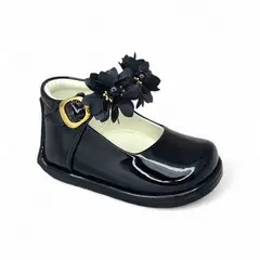 GENERICO - Zapato de Charol Flores pibe semi-ortopédico para bebé niña
