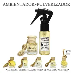 GENERICO - PACK PREMIUM AMBIENTADOR + PULVERIZADOR PARA AUTO LAVANDA PREMIUM INHALA