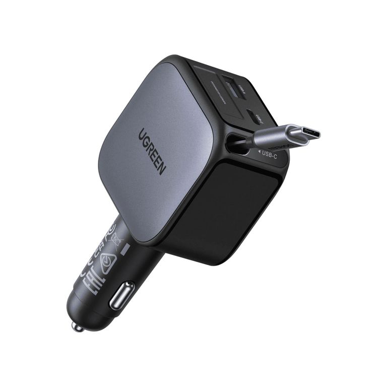 Cargador de Auto Nexode 60W con Cable Retractil Black 55212B
