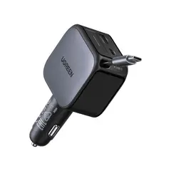UGREEN - Cargador de Auto Nexode 60W con Cable Retractil Black 55212B