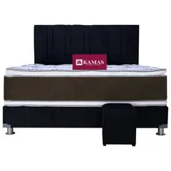 KAMAS - DORMITORIO KING KONIG + CABECERA AÉREA LINEAL 3 - NEGRO