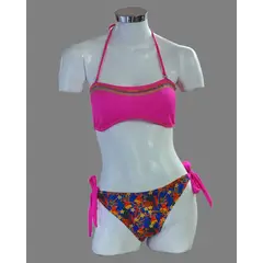 GENERICO - Bikini 2PZAS Ropa de Baño Straples bikini Estampado Guacamayas multicolor Talla L DEALCOBA