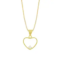 BALIQ - Collar Corazón Casual Oro 18K con Brillante