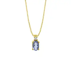 BALIQ - Collar Iolite Oval Oro 18K con Brillantes