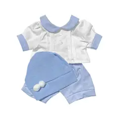 ANTONIO JUAN - Ropa Para Muñecas Reborn 42 cm - Short Celeste y Gorrito