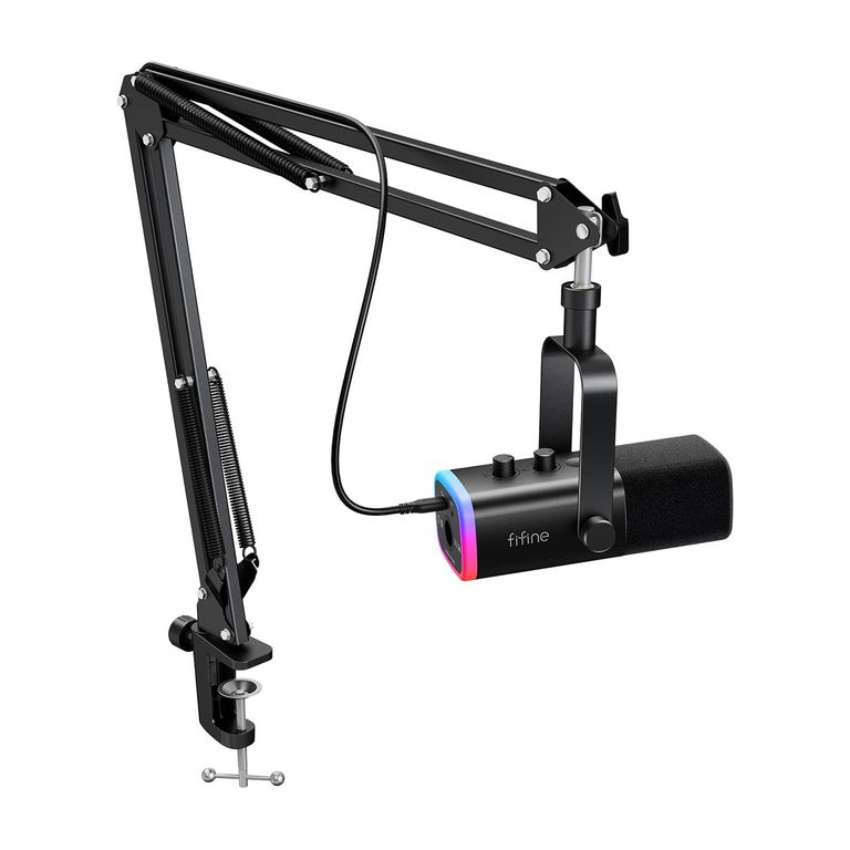 Microfono Gamer AM8T Con Soporte Brazo Incluido Negro