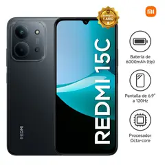 XIAOMI - REDMI 15C 8GB (16GB EXT)+ 256GB MIDNIGHT BLACK / 50MP/ 6.9PLGDS 120 hz Bateria 6000 mAh Fast Crg 33W