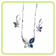ESIKA - Set Aretes y Collar Break Free Mariposa Azul Plateado