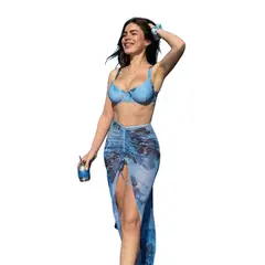 LIMA BIKINI - Bikini 3 piezas print azul con varillas