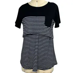 GENERICO - Polo A Rayas Con Bolsillo De Lactancia Maternidad Básico De Algodón