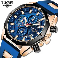 LIGE - Reloj cronógrafo calendario sport para hombre