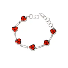 GENERICO - Pulsera Huayruros Corazón Plata 950 Mujer Ajustable