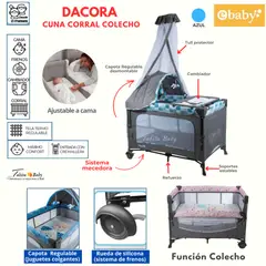 EBABY - Cuna Colecho Corral y Mecedora Dacora Azul