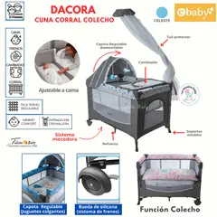 EBABY - Cuna Colecho Corral y Mecedora Dacora Celeste