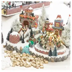 GENERICO - Villa Pueblo Navideño Árbol Giratorio Animados Nieve Luz LED Musical