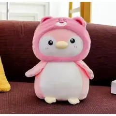 GENERICO - PELUCHE PINGÜINO ROSA CON GORRO LOTSO 23 CM