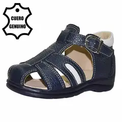 BRUNO KIDS - SANDALIA PIBE PARA NIÑO DE CUERO AZUL PRIMEROS PASOS